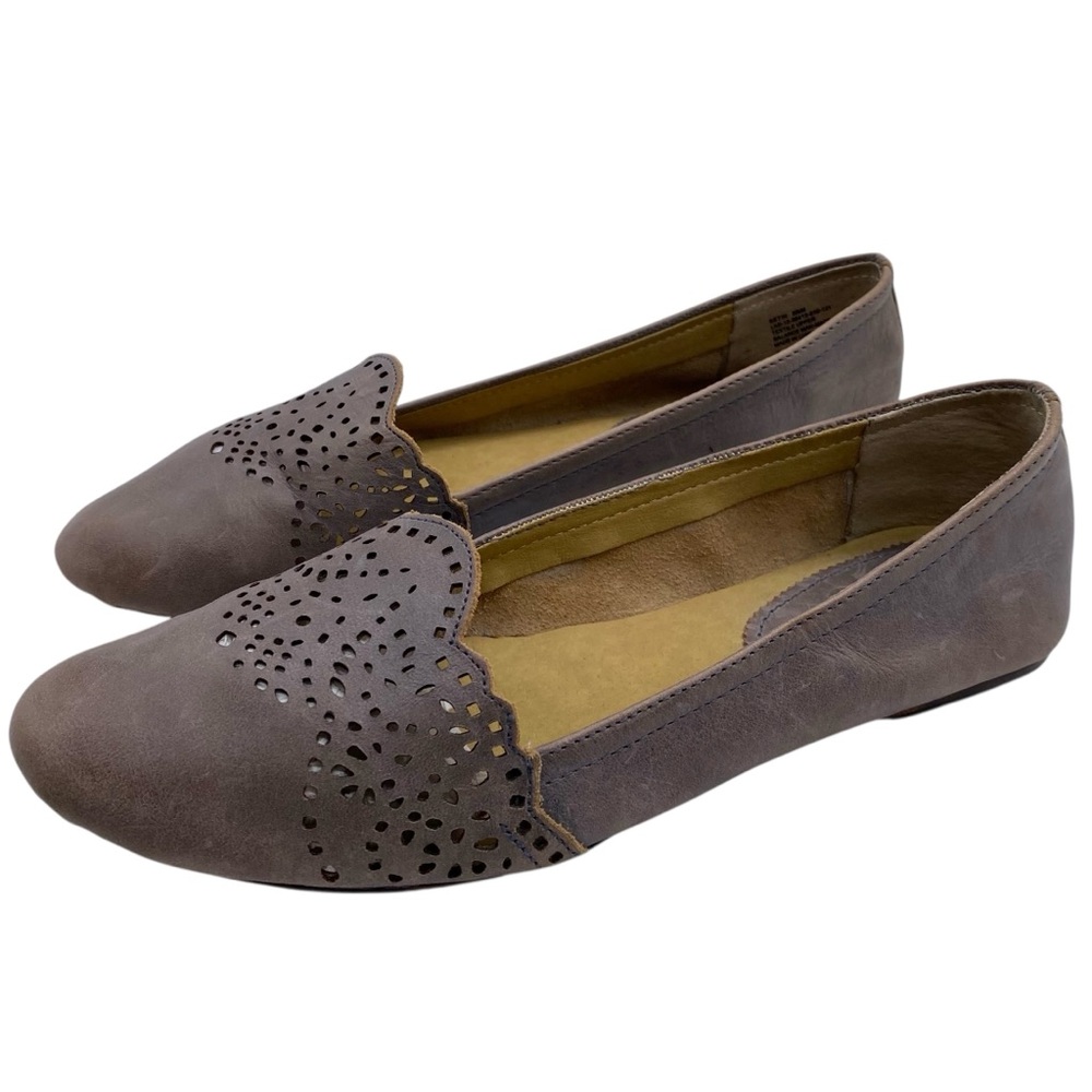 Latigo Womens Shoes Betsi Flats Size 8.5 Gray Purple Leather Casual Slip On Boho
